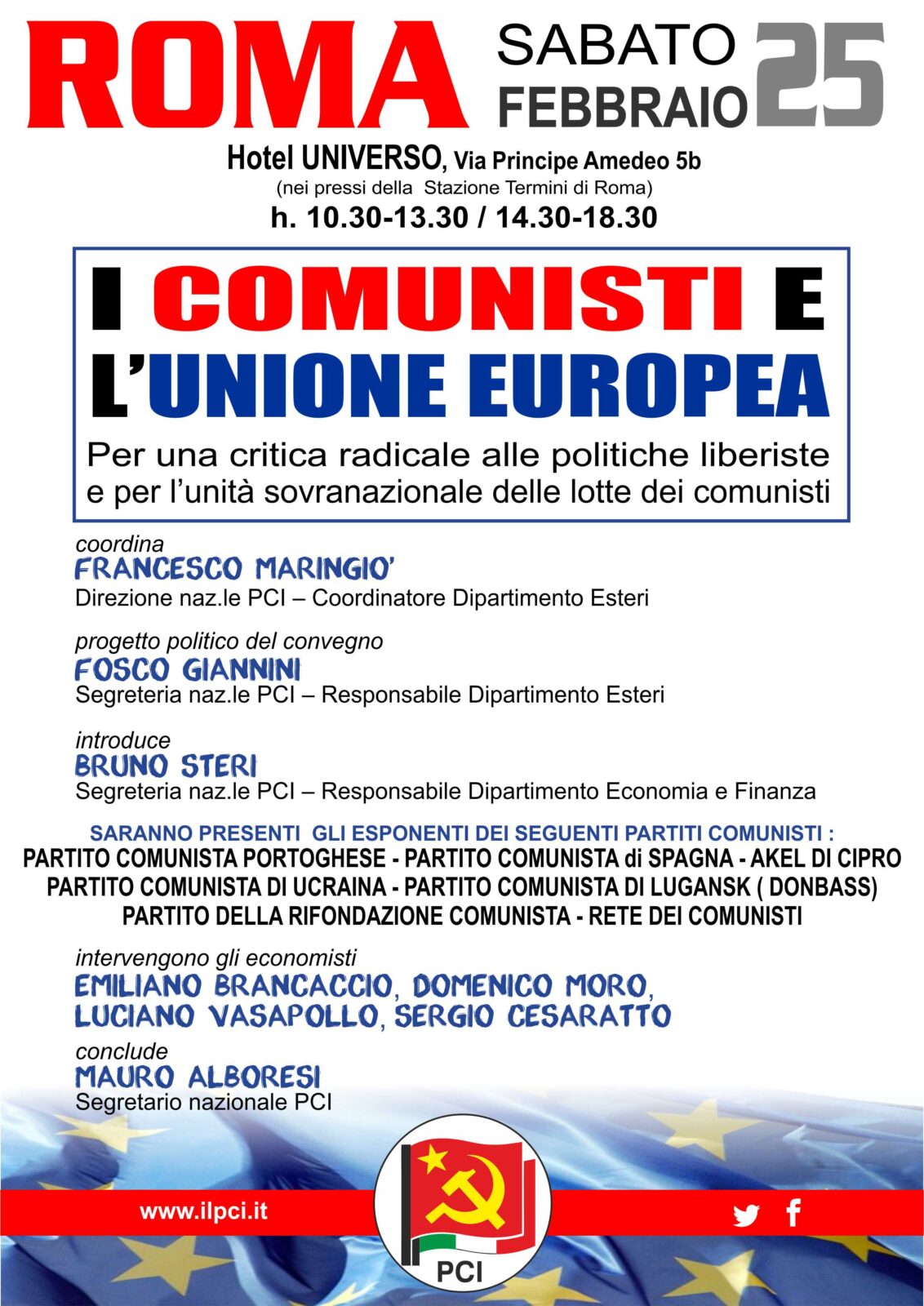 Locandina Convegno PCI a Roma il 25 febbraio