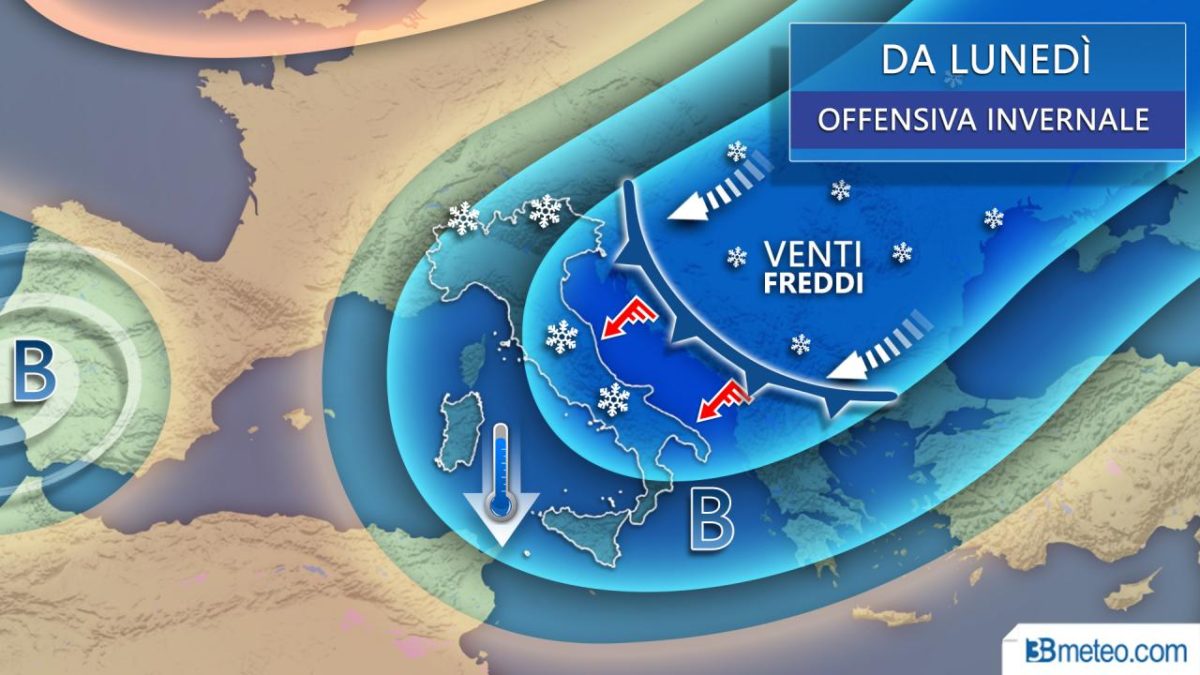 Previsioni Meteo: da lunedì freddo e neve a quote basse