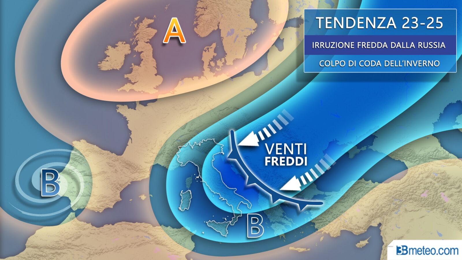 tendenza 23-25 marzo meteo italia