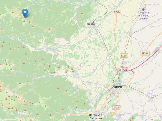 Lieve terremoto oggi M2.8 in Piemonte a Melle (Cuneo)