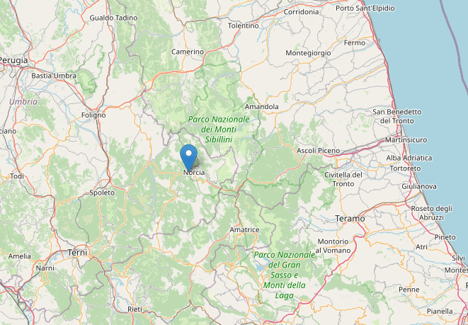 Terremoto oggi 16 luglio 2021 M3.3 in Umbria a Norcia (Perugia)