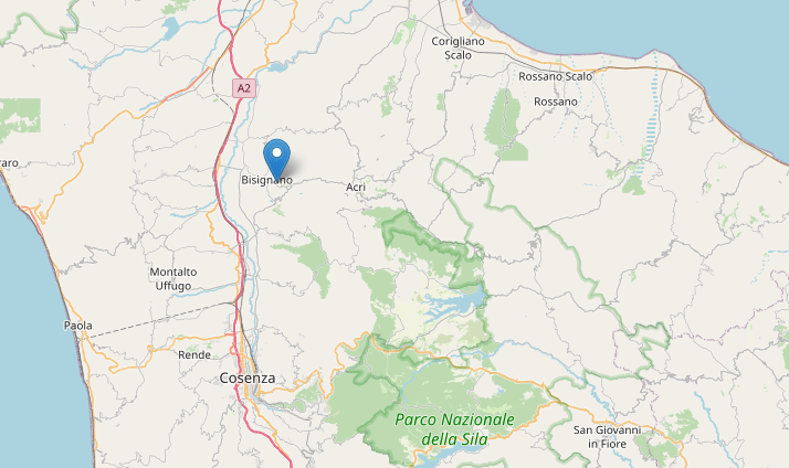 Lieve Terremoto M2.7 in Calabria a Bisignano  (Cosenza) oggi 2 agosto 2021