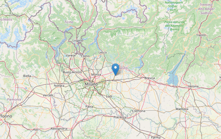 Terremoto M2.2 in Lombardia a Castel Rozzone (Bergamo) oggi 4 novembre alle 12:42