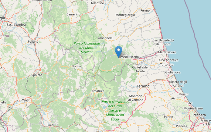 Terremoto M3.0 nelle Marche a Roccafluvione (Ascoli Piceno) oggi 2 novembre alle 19:31