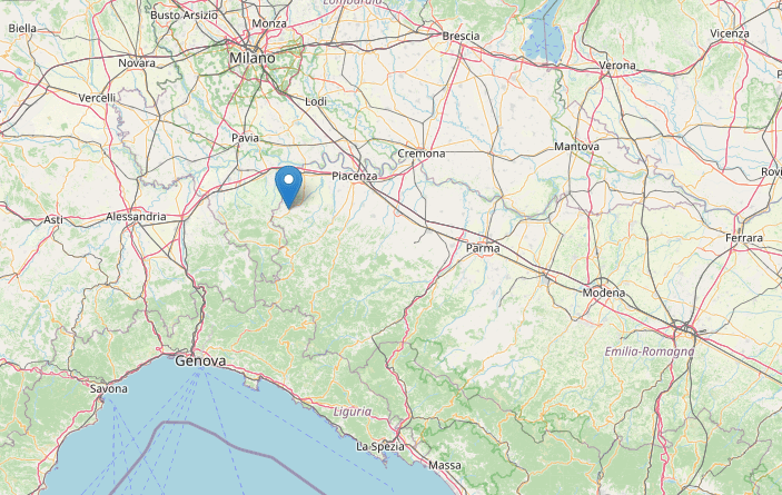 Terremoto M2.7 in Emilia Romagna a Pianello Val Tidone  (Piacenza) oggi 4 novembre alle 08:53