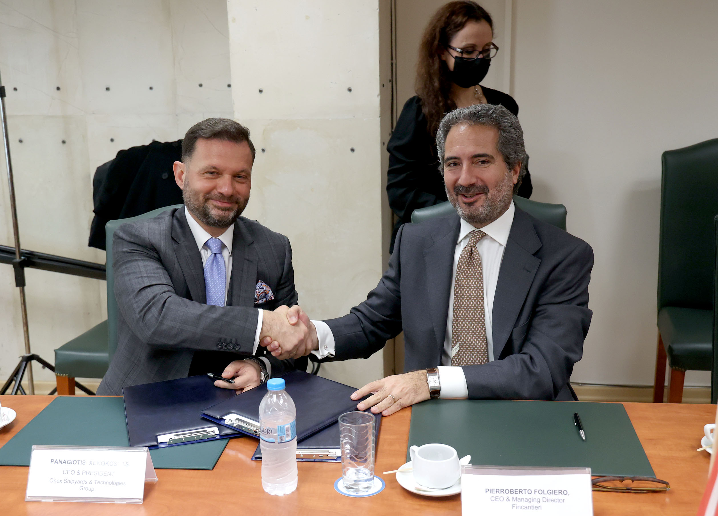 Pierroberto Folgiero, Amministratore Delegato di Fincantieri con Panos Xenokostas, Presidente e Amministratore delegato di ONEX Shipyards & Technologies Group