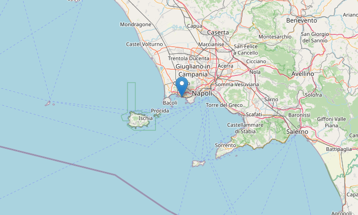 Epicentro della Lieve scossa di terremoto M 2.0 in Campania ai Campi Flegrei (Napoli) oggi 27 dicembre alle 13:56