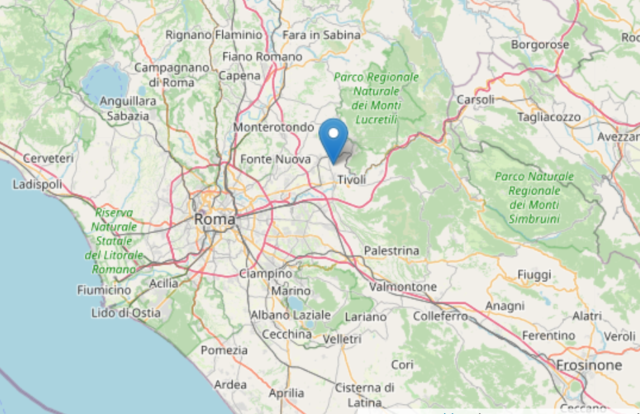 Terremoto M3.1 nel Lazio a Guidonia Montecelio (Roma) oggi 23 dicembre alle 17:35
