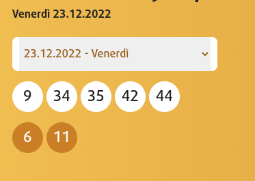 Combinazione vincente Eurojackpot concorso n.90 di venerdì 23 dicembre 2022
