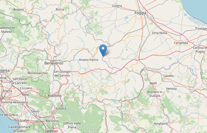 Epicentro del Terremoto di magnitudo ML 2.4 del 09-12-2022 ore 13:02:26 (Italia) in zona: 4 km W Monteleone di Puglia (FG)