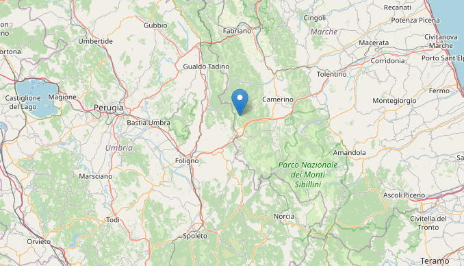 Epicentro Terremoto nelle Marche a Serravalle di Chienti (Macerata) il 4 12 22
