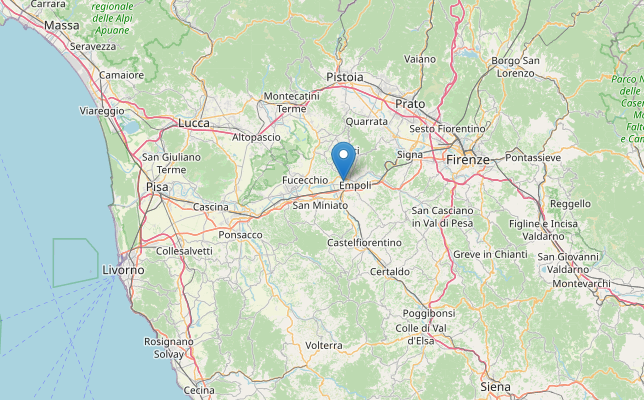 Epicentro Terremoto M2.2 in Toscana a Empoli (Firenze) oggi 14 dicembre alle 05:31