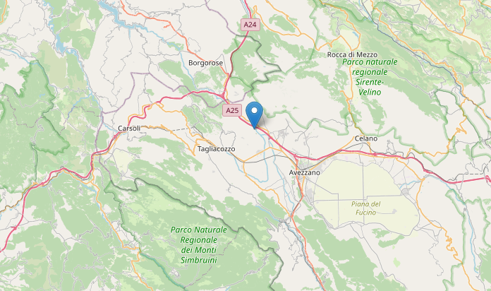 Epicentro del Terremoto in Abruzzo a Magliano de' Marsi (L'Aquila) M2.4 oggi 14 dicembre alle 15:04
