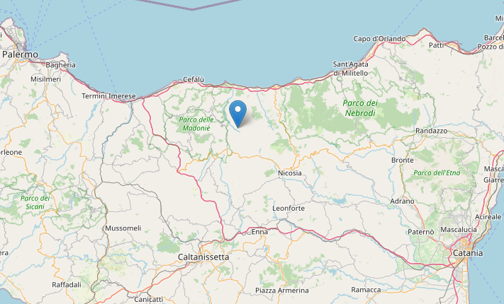 Epicentro Terremoto M2.2 in Sicilia a San Mauro Castelverde (Palermo) oggi 18 dicembre 22 alle 15:29