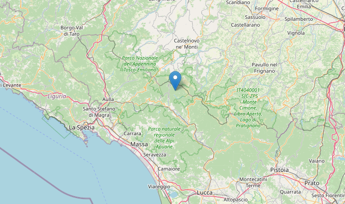 Epicentro Terremoto M2.4 in Toscana a Sillano Giuncugnano (Lucca) oggi 21 dicembre alle 12:28