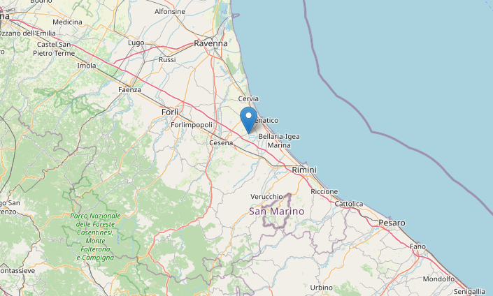 Epicentro Terremoto di magnitudo ML 4.1 del 28-01-2023 ore 06:32:51 (Italia) in zona: 4 km N Gambettola (FC)