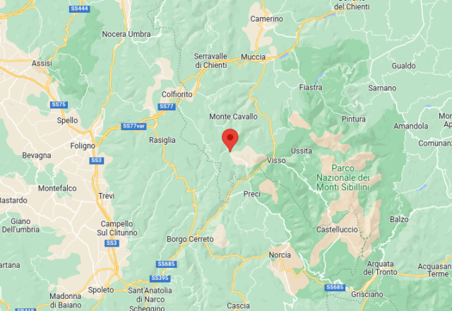 Epicentro Terremoto di magnitudo ML 2.2 del 14-01-2023 ore 08:30:39 (Italia) in zona: 2 km E Monte Cavallo (MC)
