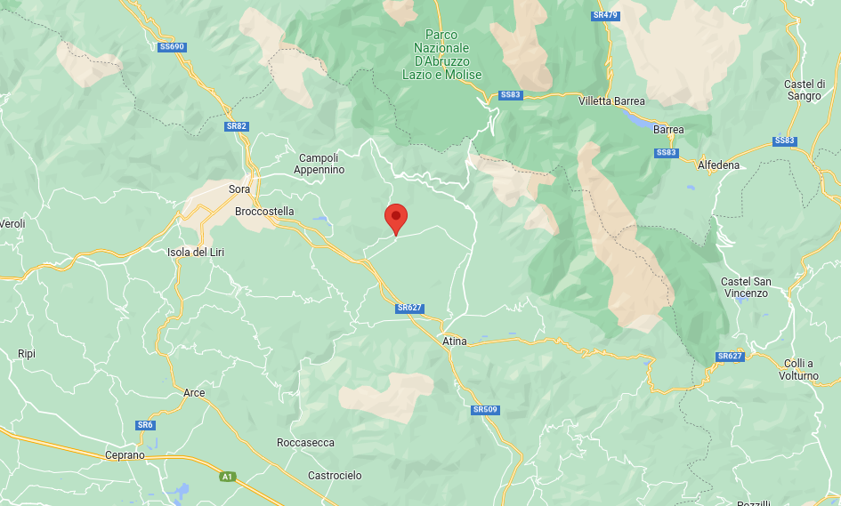 Epicentro Terremoto di magnitudo ML 2.3 del 24-01-2023 ore 03:55:00 (Italia) in zona: 1 km E Alvito (FR)