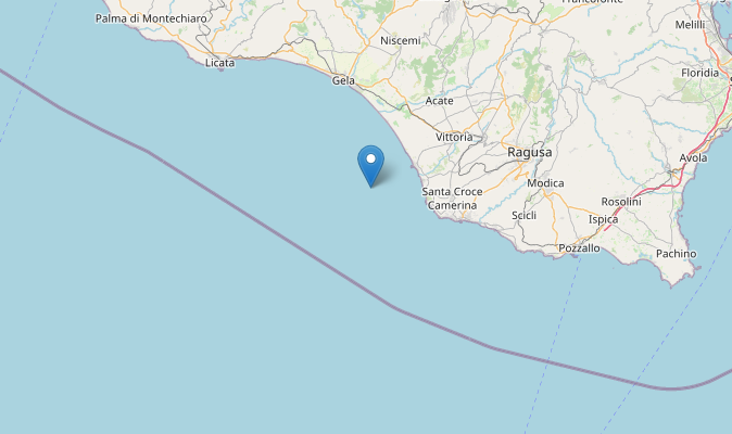 Epicentro Terremoto di magnitudo ML 2.4 del 02-01-2023 ore 23:31:55 (Italia) in zona: Costa Ragusana (Ragusa)