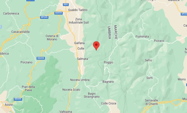 Epicentro Terremoto di magnitudo ML 2.6 del 17-01-2023 ore 00:19:51 (Italia) in zona: 6 km NE Nocera Umbra (PG)