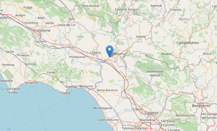 Epicentro del terremoto di magnitudo ML 3.5 del 03-01-2023 ore 16:54:37 (Italia) in zona: 1 km N San Pietro Infine (CE)