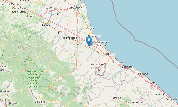 Epicentro Terremoto di magnitudo ML 3.1 del 04-01-2023 ore 01:08:41 (Italia) in zona: Gambettola (FC)