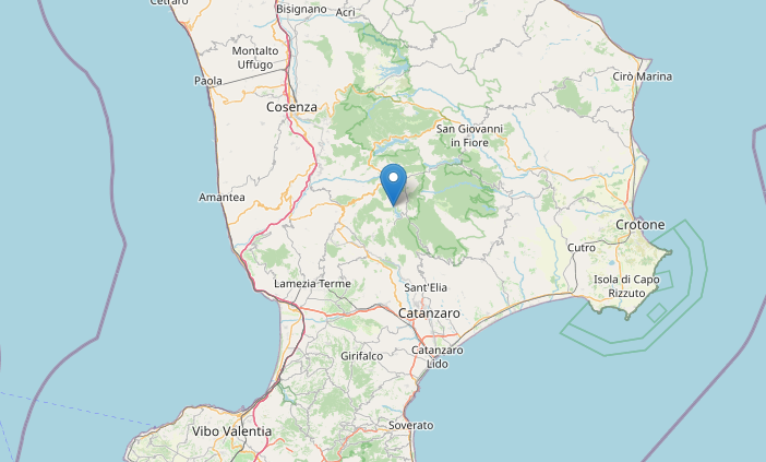Lieve terremoto oggi M2.6 in Calabria a Panettieri (Cosenza) alle 15:22 del 12 gennaio 2023
