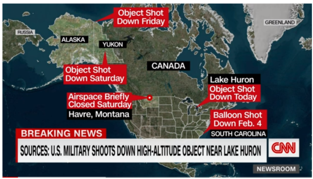 Mappa abbattimenti UFO tra USA e Canada