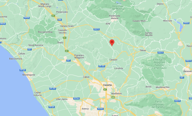 Epicentro del Terremoto di magnitudo ML 2.4 del 01-02-2023 ore 09:58:19 (Italia) in zona: 2 km SE Alvignano (CE)