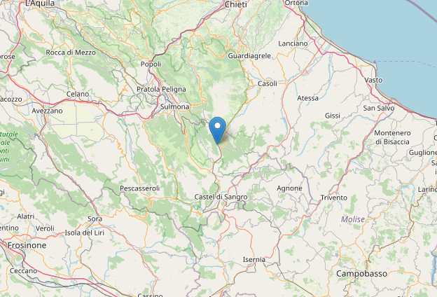 Epicentro del Terremoto di magnitudo ML 2.4 del 07-03-2023 ore 05:07:54 (Italia) in zona: 5 km NE Pescocostanzo (AQ)