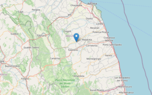 Epicentro Terremoto oggi M2.6 nelle Marche a Pollenza (Macerata) alle 03:12 di venerdì 10/3/2023