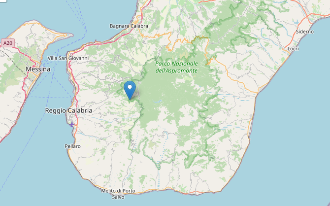 Terremoto oggi M 3.5  in Calabria a  Santo Stefano in Aspromonte (Reggio Calabria) alle 10:30 di venerdì 10/3/2023