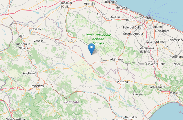 Terremoto oggi M2.1 in Puglia a Poggiorsini (Bari) alle 11:07 del 16 marzo 2023