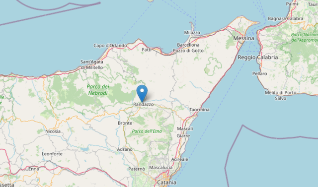 Epicentro del Terremoto di magnitudo ML 3.1 del 17-03-2023 ore 09:21:28 (Italia) in zona: 1 km NW Randazzo (CT)