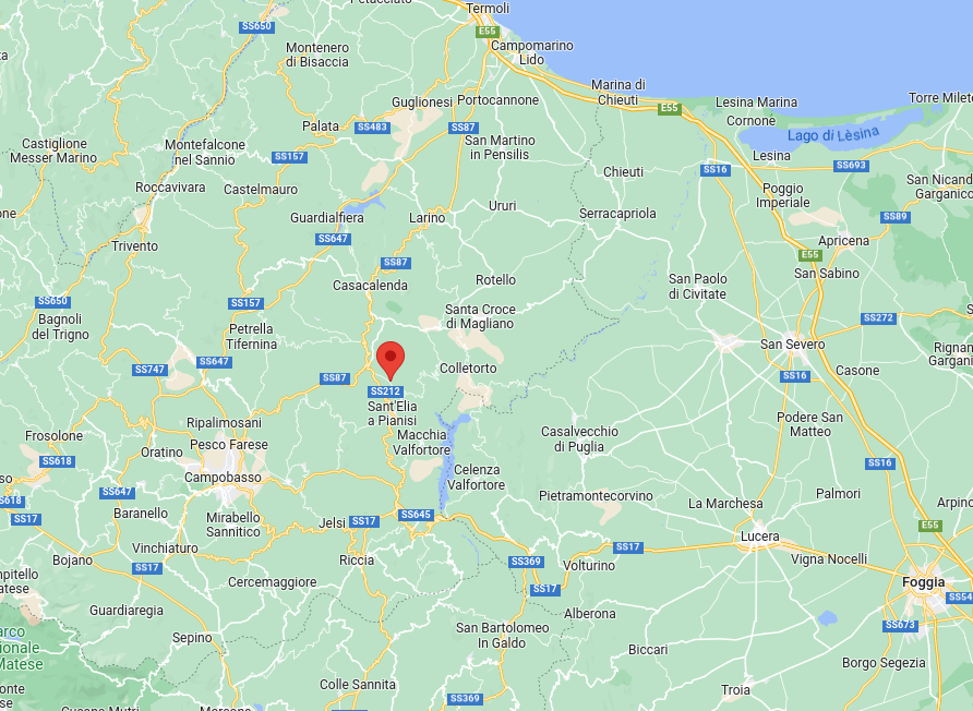 Epicentro del Terremoto di magnitudo ML 2.9 del 23-03-2023 ore 07:36:58 (Italia) in zona: 3 km N Sant'Elia a Pianisi (CB)
