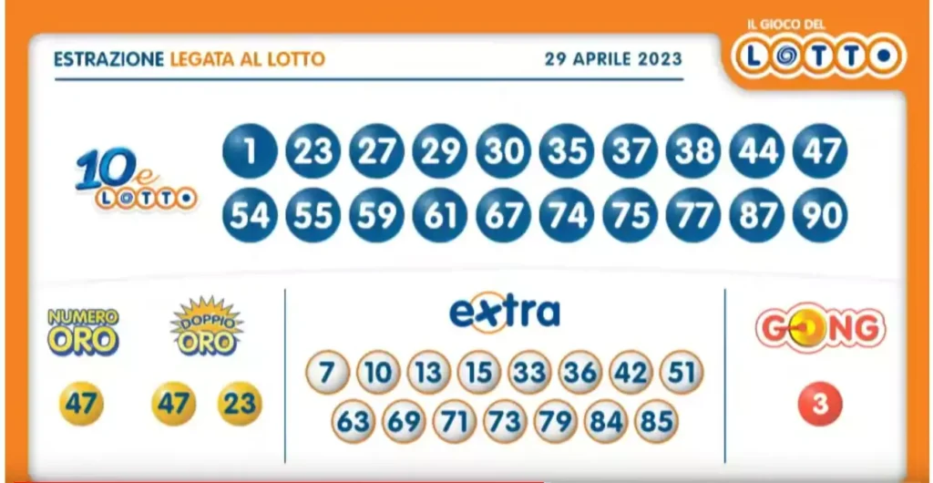 estrazione del 10 e lotto del 29 aprile 2023