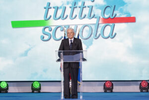 Il Presidente della Repubblica Sergio Mattarella in occasione della cerimonia di inaugurazione dell'anno scolastico 2023/2024 a Forlì