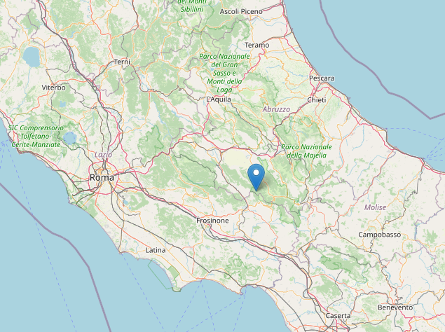 Terremoto a Pescosolido (Frosinone) di magnitudo 2.3 nel Lazio oggi 24 ottobre 2023