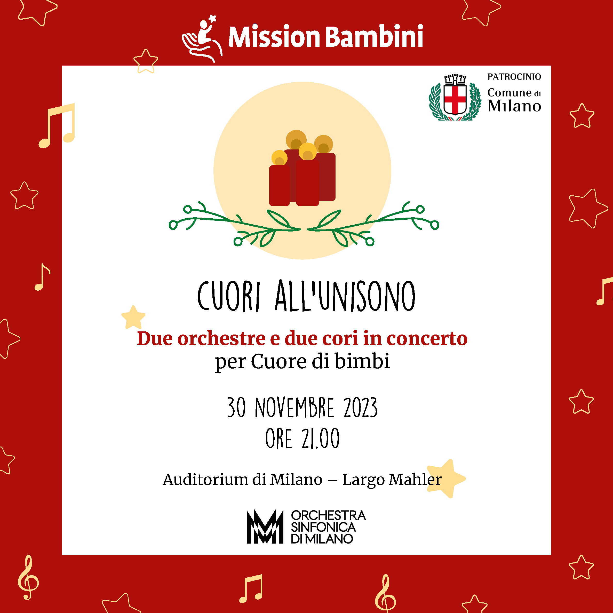A Milano Cuori all’unisono – Concerto di Natale per Mission Bambini